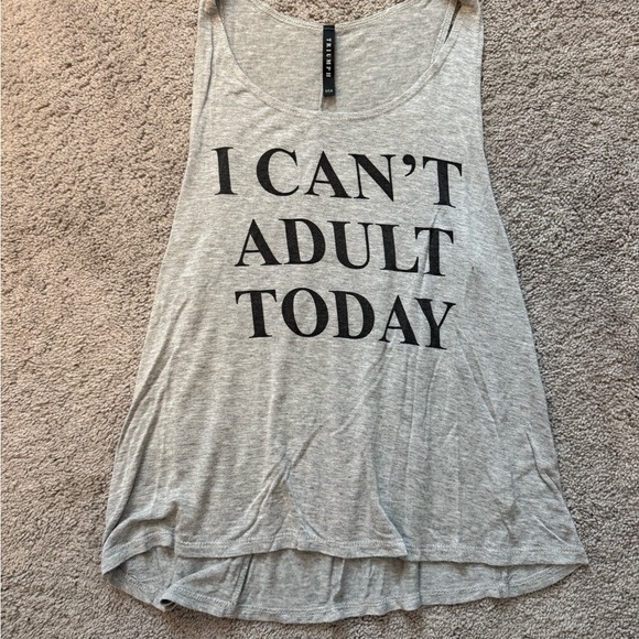 “I Can’t Adult Today” Gray Women’s Loose Fitting Tank Top - Picture 2 of 5